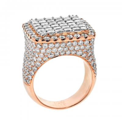 14K ROSE GOLD 11 25CTS MENS DIAMOND CLUSTER RING