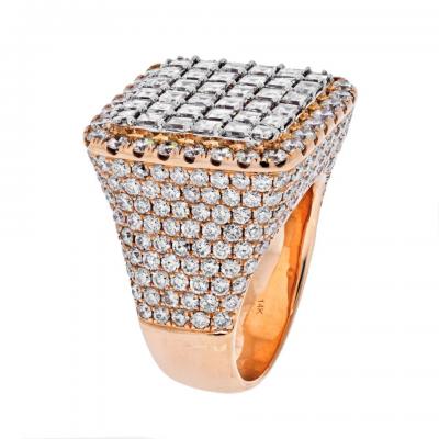 14K ROSE GOLD 11 25CTS MENS DIAMOND CLUSTER RING