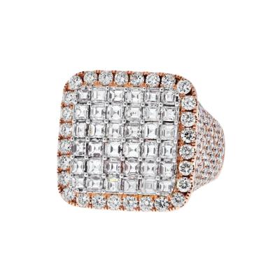 14K ROSE GOLD 11 25CTS MENS DIAMOND CLUSTER RING