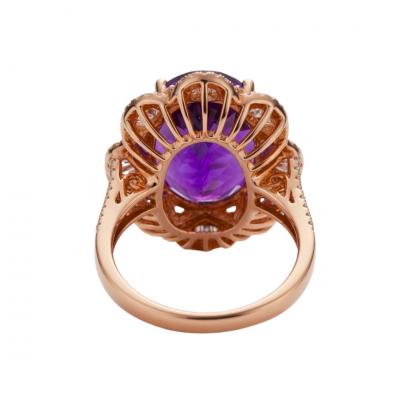 14K Rose Gold Amethyst Diamond Custom Ring