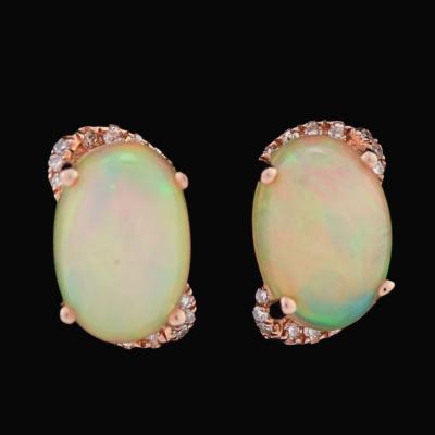 14K Rose Gold Ethiopian Opal Drop Earrings