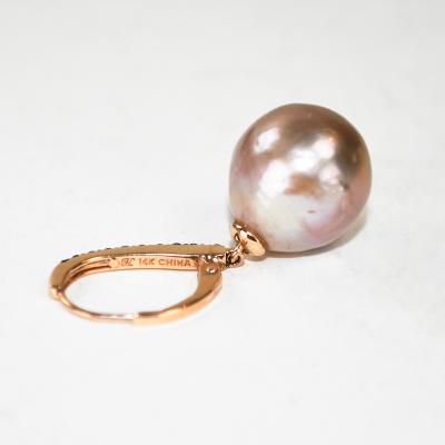 14K Rose Gold Pink Pearl Earrings 8 9g