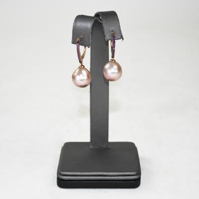 14K Rose Gold Pink Pearl Earrings 8 9g