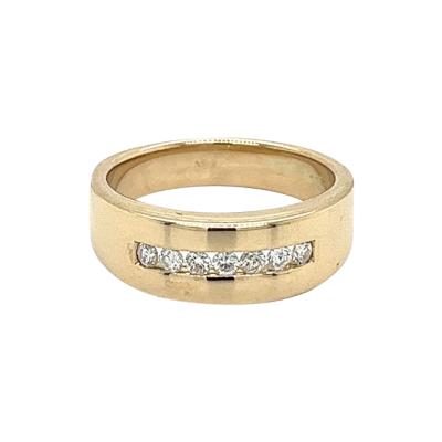 14K Solid Gold Channel Set Single Line Round Cut Diamond 6 5MM Band Ring