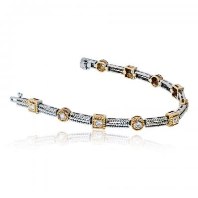 14K Two Tone Two Tone 1 06cttw Round Diamond Bracelet
