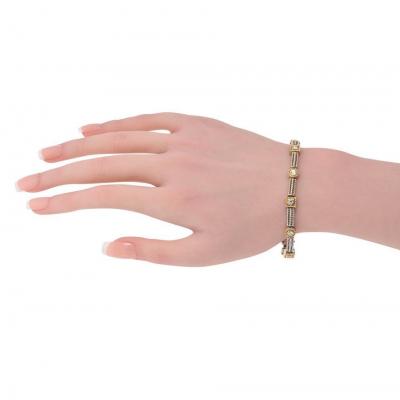 14K Two Tone Two Tone 1 06cttw Round Diamond Bracelet