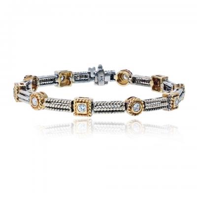 14K Two Tone Two Tone 1 06cttw Round Diamond Bracelet