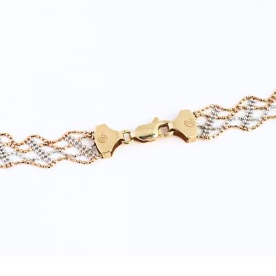 14K Two Tone Yellow White Gold Beaded Necklace