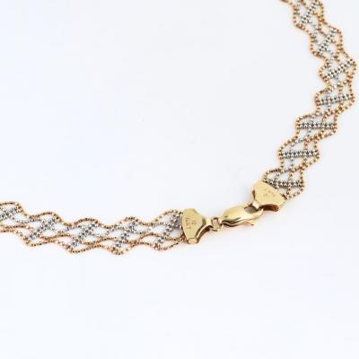14K Two Tone Yellow White Gold Beaded Necklace