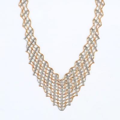 14K Two Tone Yellow White Gold Beaded Necklace