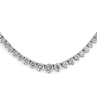 14K WHITE GOLD 14 00CTTW ROUND DIAMOND GRADUATED NECKLACE
