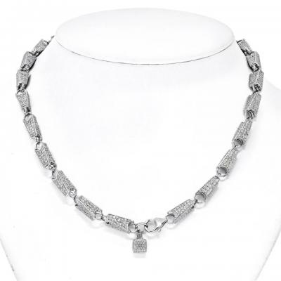 14K WHITE GOLD 15 68CTS DIAMOND LINK CHAIN NECKLACE