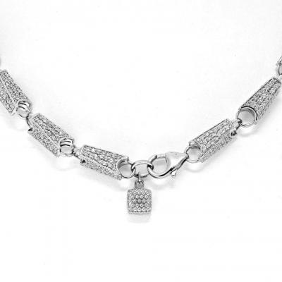 14K WHITE GOLD 15 68CTS DIAMOND LINK CHAIN NECKLACE