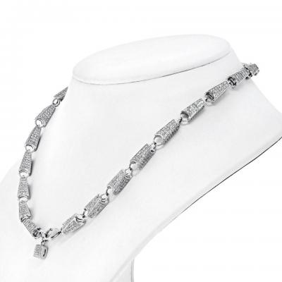 14K WHITE GOLD 15 68CTS DIAMOND LINK CHAIN NECKLACE