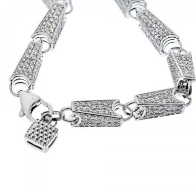 14K WHITE GOLD 15 68CTS DIAMOND LINK CHAIN NECKLACE