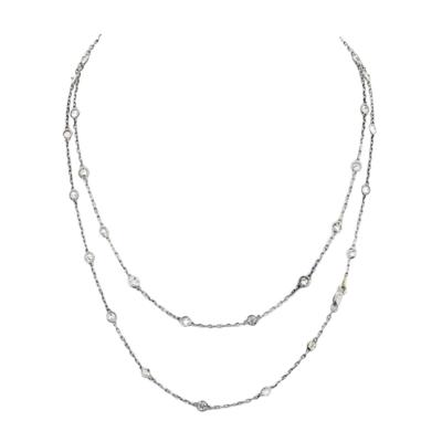 14K WHITE GOLD 5 00CTTW ROUND CUT DIAMOND BY THE YARD CHAIN NECKLACE