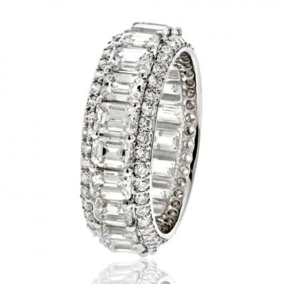 14K WHITE GOLD 5 50 CTTW EMERALD CUT DIAMOND ETERNITY BAND