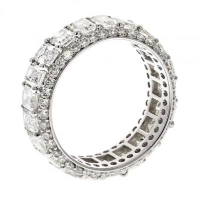 14K WHITE GOLD 5 50 CTTW EMERALD CUT DIAMOND ETERNITY BAND
