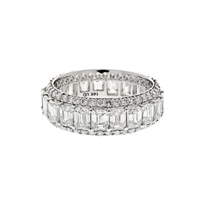 14K WHITE GOLD 5 50 CTTW EMERALD CUT DIAMOND ETERNITY BAND