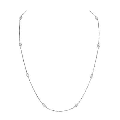 14K WHITE GOLD 5 CARAT MARQUISE DIAMOND BY THE YARD NECKLACE