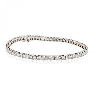 14K WHITE GOLD 7 00 CARAT PRINCESS CUT DIAMOND TENNIS BRACELET