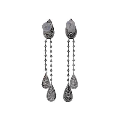 14K White Gold 1 41 Carat Pear Shape Drop Diamond Earrings