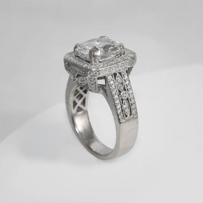 14K White Gold 3 63ct Radiant Cut Diamond Ring 9 5gr
