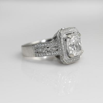 14K White Gold 3 63ct Radiant Cut Diamond Ring 9 5gr