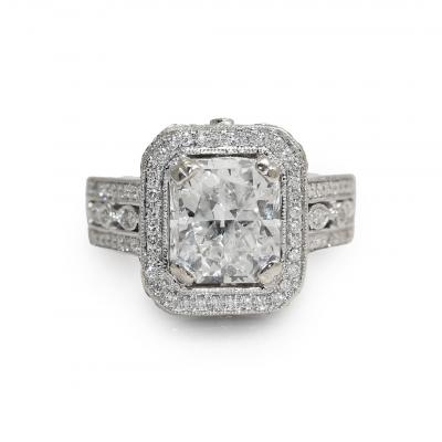 14K White Gold 3 63ct Radiant Cut Diamond Ring 9 5gr