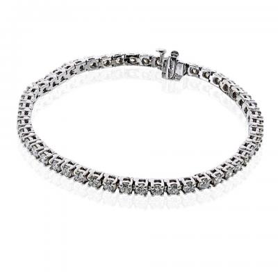 14K White Gold 4 98cttw Round Brilliant Cut Tennis Bracelet