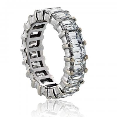 14K White Gold 7 00cttw Emerald Cut Diamond Eternity Band