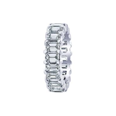14K White Gold 7 00cttw Emerald Cut Diamond Eternity Band