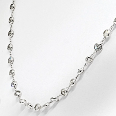 14K White Gold 7 50cttw Diamond By The Yard Chain Necklace