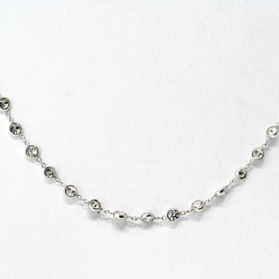 14K White Gold 7 50cttw Diamond By The Yard Chain Necklace
