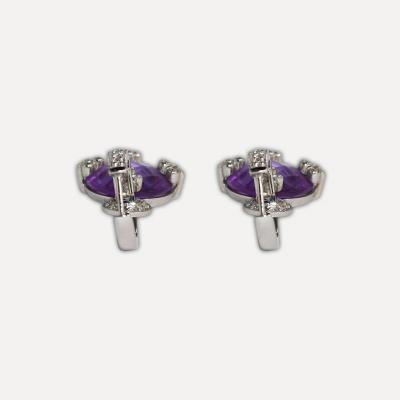 14K White Gold Amethyst Dangle Earrings