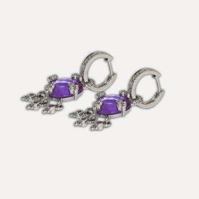 14K White Gold Amethyst Dangle Earrings