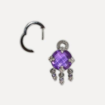 14K White Gold Amethyst Dangle Earrings
