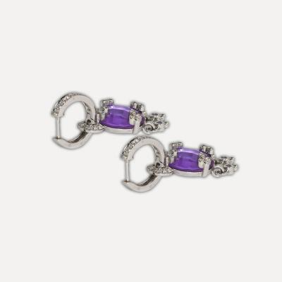 14K White Gold Amethyst Dangle Earrings