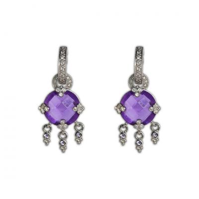 14K White Gold Amethyst Dangle Earrings