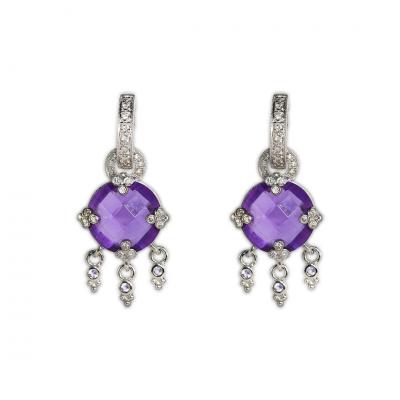 14K White Gold Amethyst Dangle Earrings