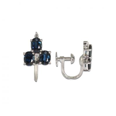 14K White Gold Blue Sapphire Earrings 3 00tcw 3 7g Natural Excellent Condition