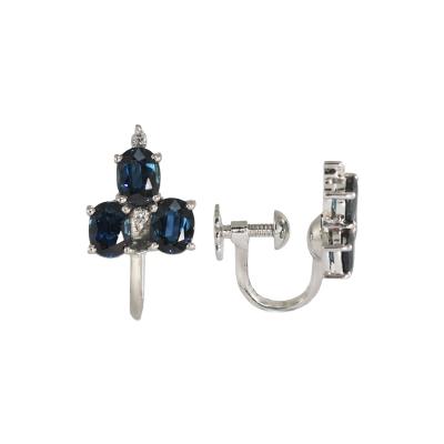 14K White Gold Blue Sapphire Earrings 3 00tcw 3 7g Natural Excellent Condition