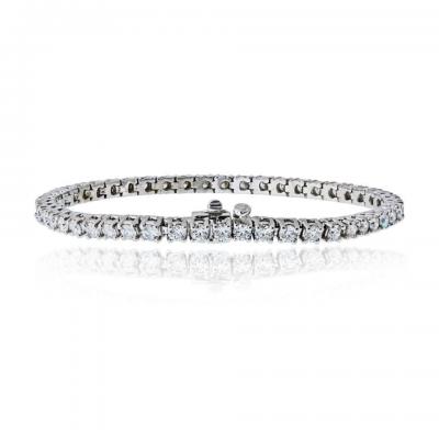 14K White Gold Classic 4 Prong Natural Diamond 5 01cttw Tennis Bracelet