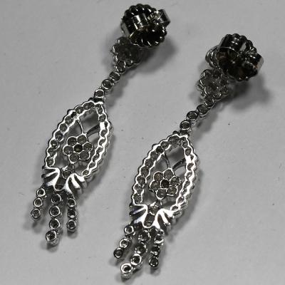 14K White Gold Diamond Dangle earrings 2 00TDW 12 1g SI Clarity G Color