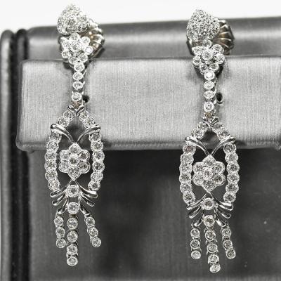 14K White Gold Diamond Dangle earrings 2 00TDW 12 1g SI Clarity G Color