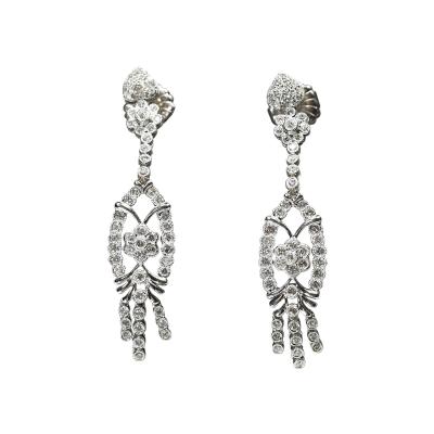 14K White Gold Diamond Dangle earrings 2 00TDW 12 1g SI Clarity G Color
