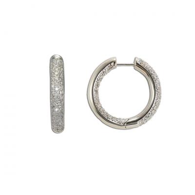 14K White Gold Diamond Hoop Earrings 1 00ct