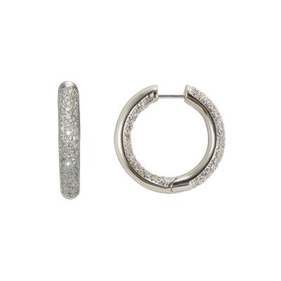 14K White Gold Diamond Hoop Earrings 1 00ct