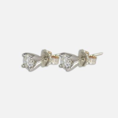 14K White Gold Diamond Stud Earrings 0 66tdw