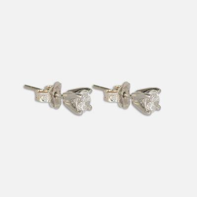 14K White Gold Diamond Stud Earrings 0 66tdw